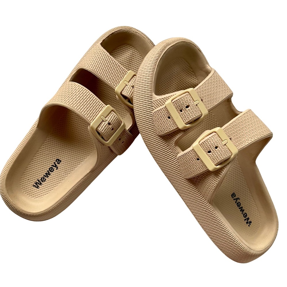 Weweya Double Strap Buckle Cloud Slide Chunky Sandals Unisex 39-40 US W8-9 M7-8
